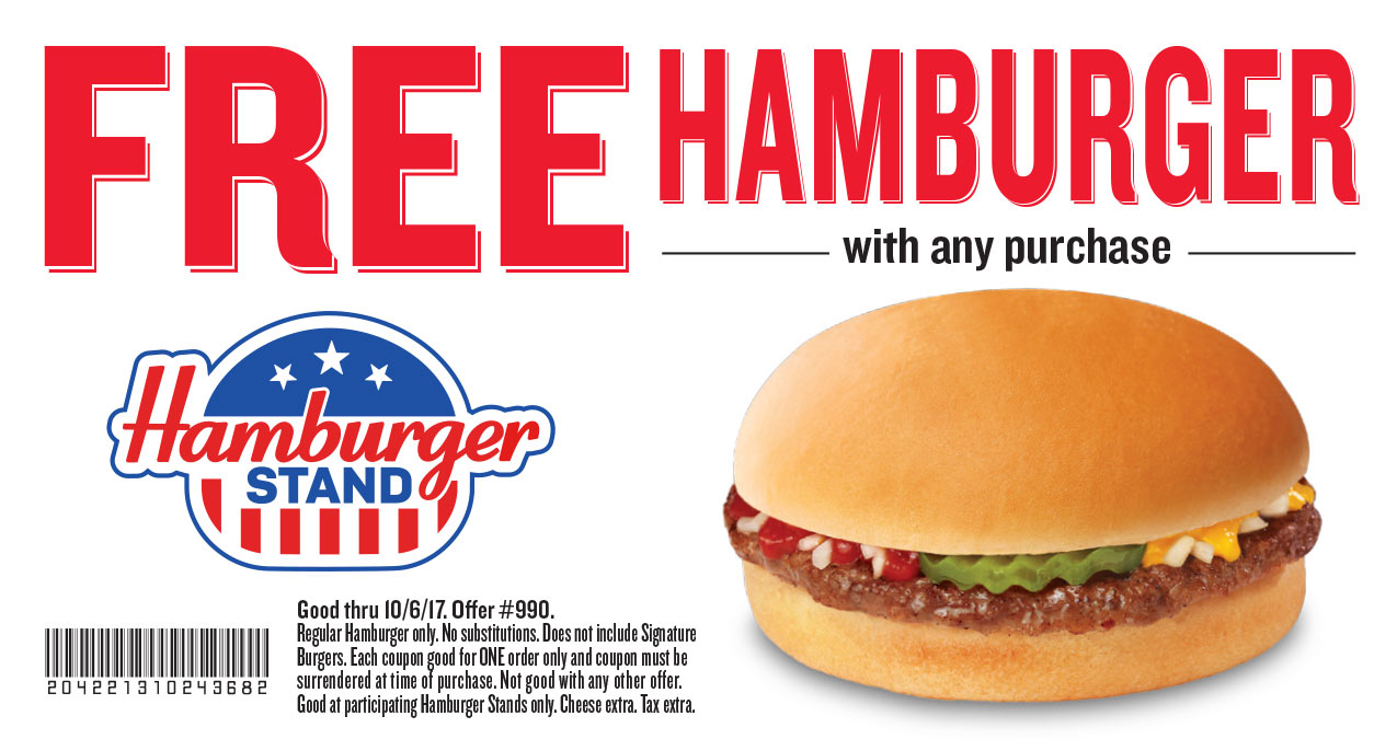 Free hamburger with any purchase