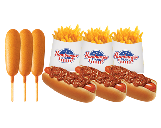#14 Crowd Pleaser: 3 Chili Dogs, 3 Corn Dogs & 3 Regular Fries
