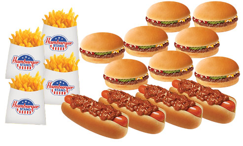 #16 Crowd Pleaser: 8 Hamburgers, 4 Chili Dogs & 4 Regular Fries