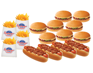 #16 Crowd Pleaser: 8 Hamburgers, 4 Chili Dogs & 4 Regular Fries