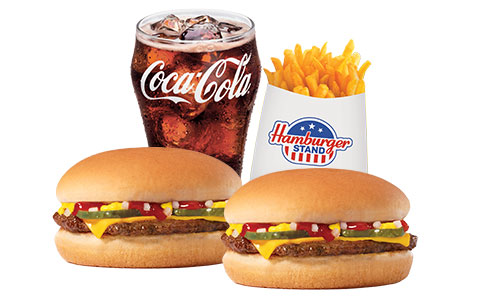 Combo #1 Two Cheeseburgers, medium fries & small drink