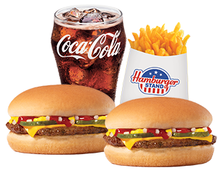 Link to Combo #1 Two Cheeseburgers, medium fries & small drink