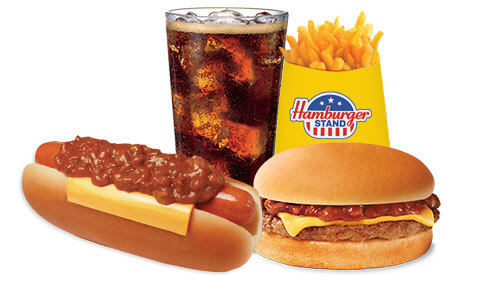 Combo #2 Chili Cheeseburger, Chili Cheese Dog, Big Fries and Small Drink
