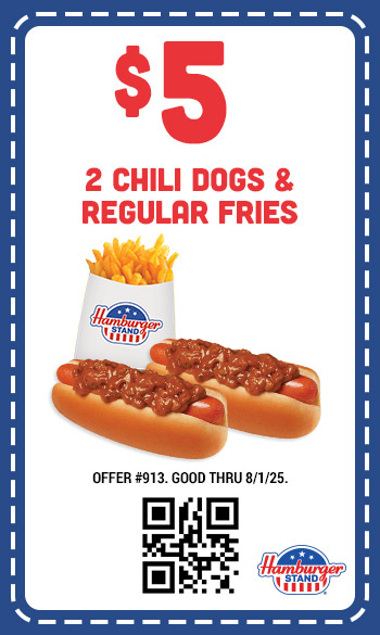 $5 Two Chili Dogs & Regular Fries Coupon