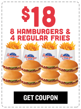 $18 - (8) Hamburgers & (4) Regular Fries Coupon #835