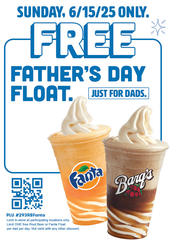 Free Father's Day Float Coupon Sunday 6/15/2025