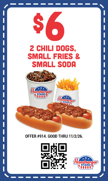 $6 Two Chili Dogs, Small Fries & Small Soda Coupon