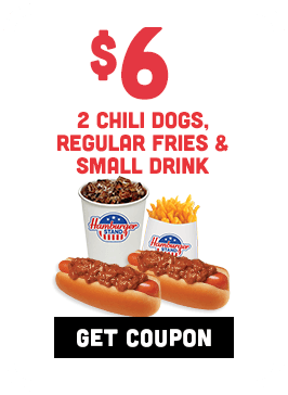 $6 Two Chili Dogs, Regular Fries & Small Drink Coupon