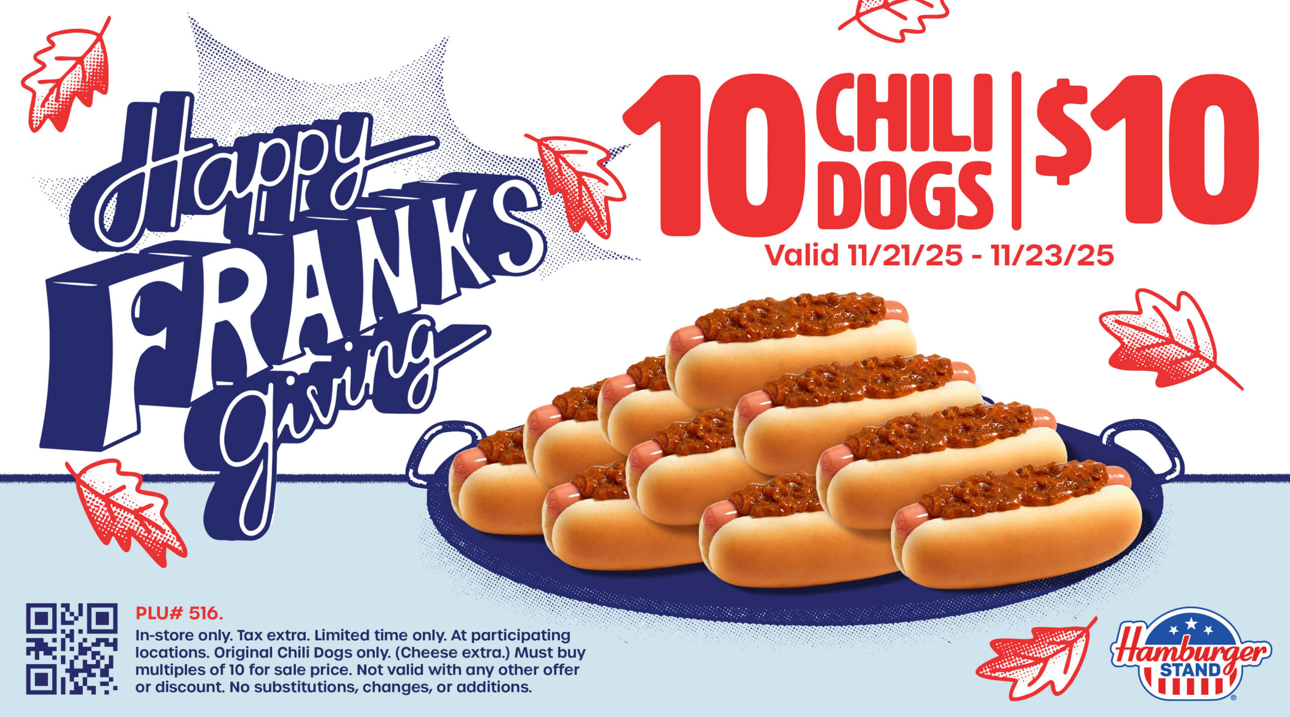 Franksgiving 2025 Ten Chili Dogs $10