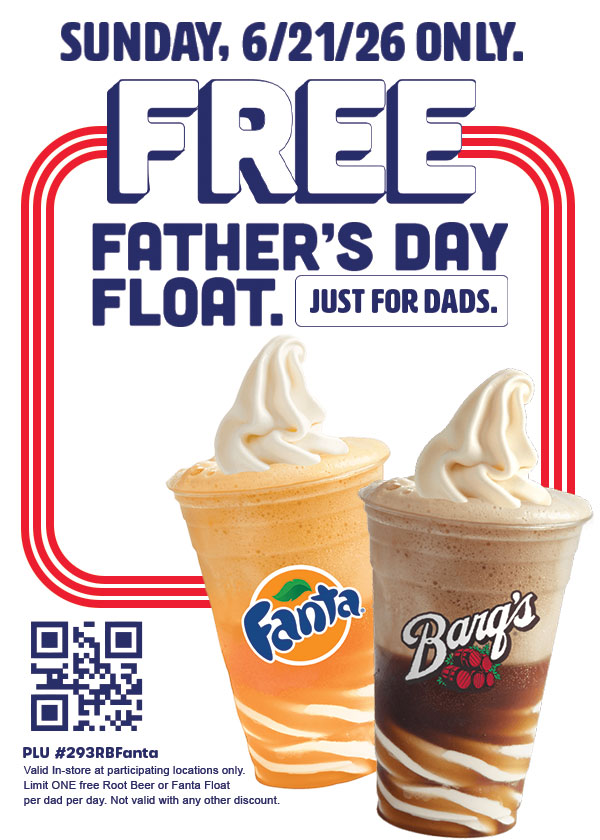 Free Father's Day Float Coupon Hamburger Stand