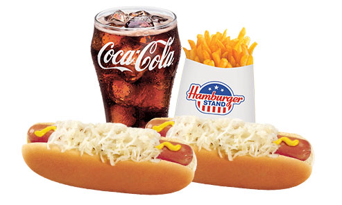 Combo #12 Two Kraut Dogs, medium fries & small drink
