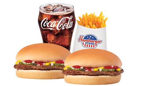 Combo #5 Two Hamburgers, medium fries & small drink