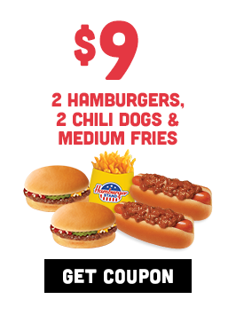 $8 Two Hamburgers, Two Chili Dogs & Medium Fries Coupon